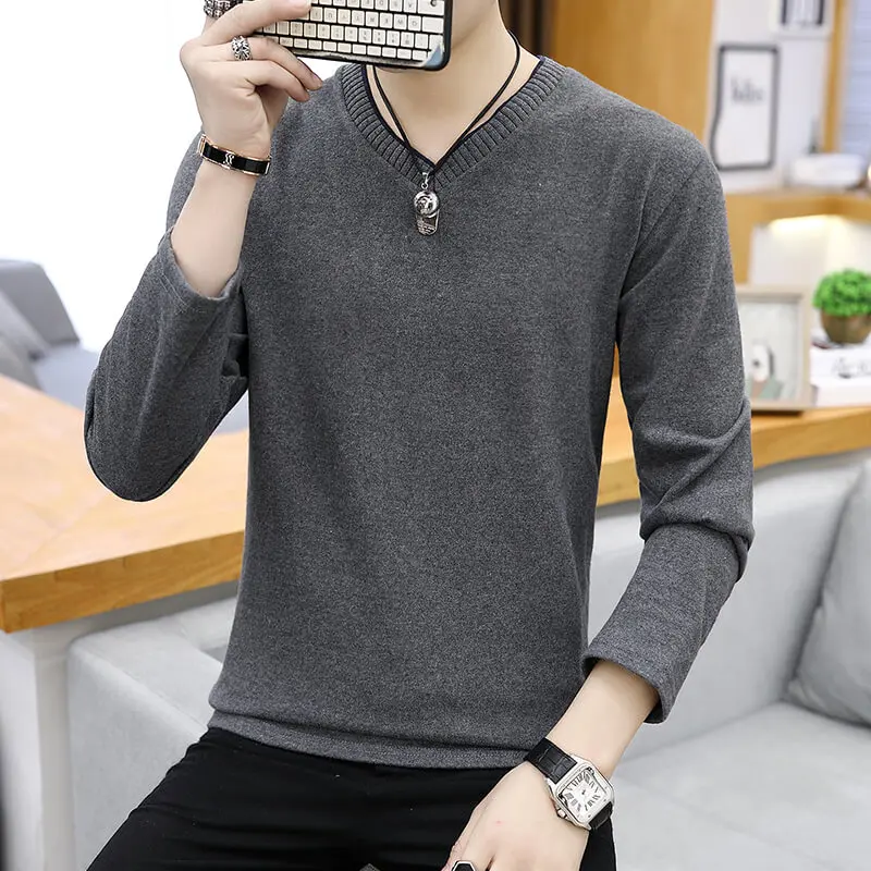 Свитер Для мужчин Новинка зимы корейские узкие Мода шею Трикотаж Повседневное