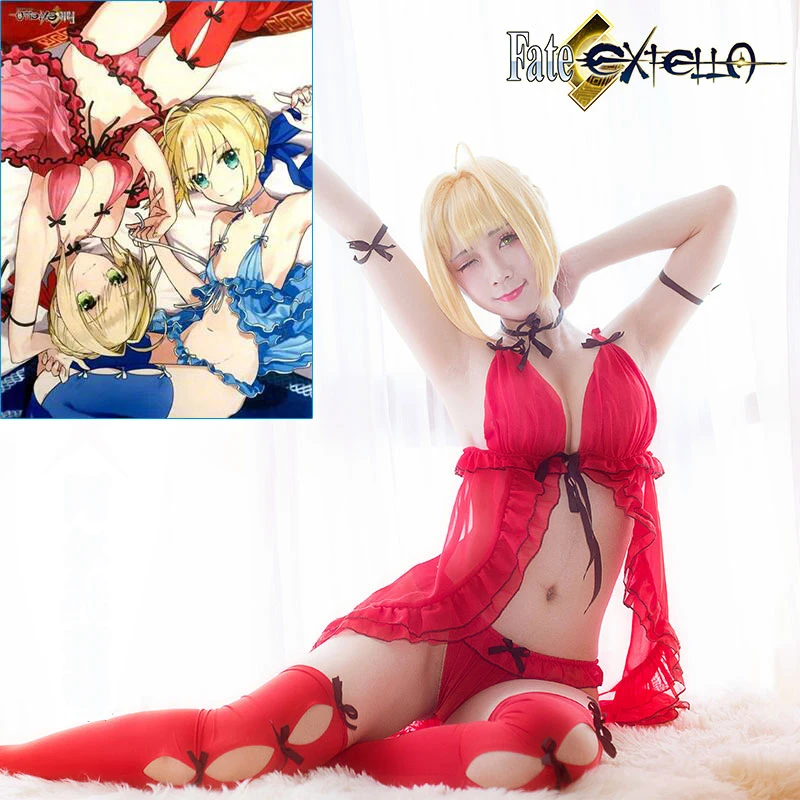 Anime! Fate Grand Order Extella Nero Altria Sexy Nightclothes Uniform Cosplay Costume Free Size For Women Shipping |