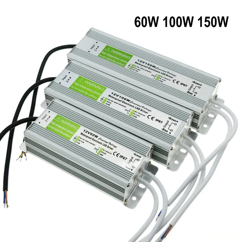 DC 12 V 24 V IP67 Водонепроницаемый освещения трансформаторный источник питания светодиодный драйвер 12В мощностью 10 Вт, 20 Вт, 25 Вт 30 Вт, светодиодные полосы освещения мощностью 45 Вт, 50 Вт, 60 Вт, 80 Вт, 120 Вт 150 W