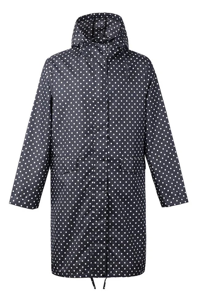black with dots Длинный тонкий плащ для женщин и мужчин, водонепроницаемый капюшон, светильник, дождевик, пончо, куртка, плащ для женщин, Chubasqueros Impermeables Mujer - Цвет: black with dots