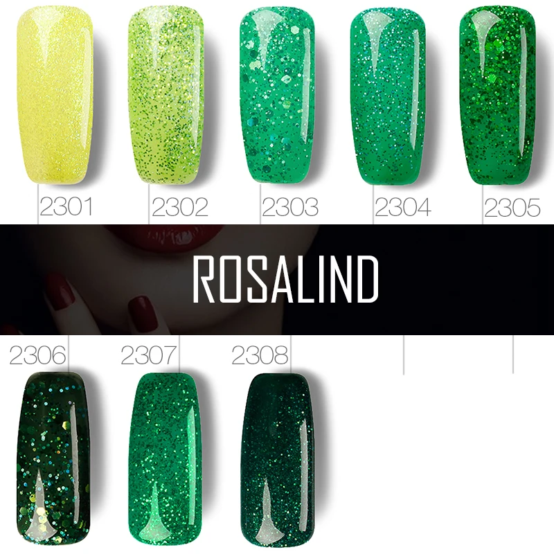 ROSALIND желтый бриллиант Цвет гель для ногтей с блестками лак УФ Led удаляющийся