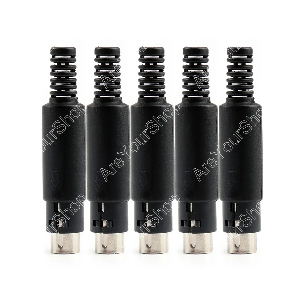 Areyourshop Продажа 5 шт. мини 7 Pin DIN штекер с пластиковой ручкой паяльные кабели черный