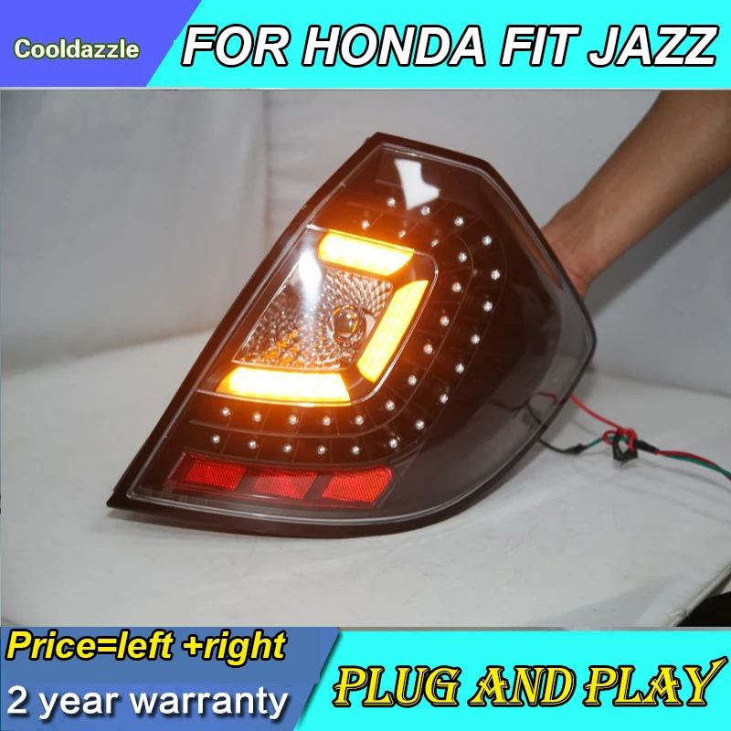 Для Honda Fit Jazz светодиодный задний фонарь Хэтчбек 2009 2000 2010 2011 2012 Задние огни сзади лампы на черной подошве; Цвета: черный, прозрачная поверхность