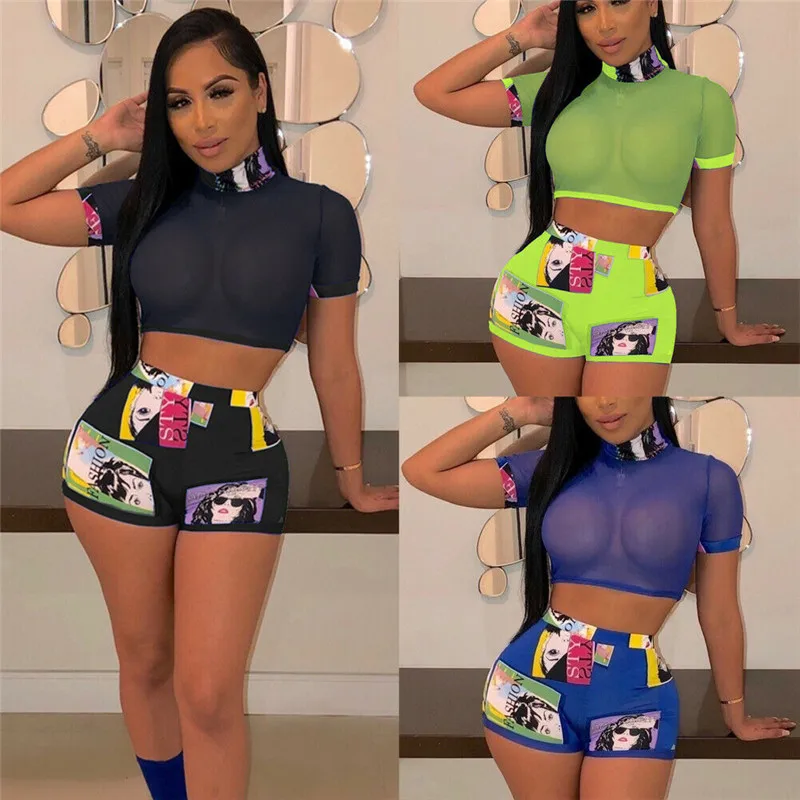 Комплект из двух предметов для женщин 2 Топ и шорты Bodycon наряды девочек Летний