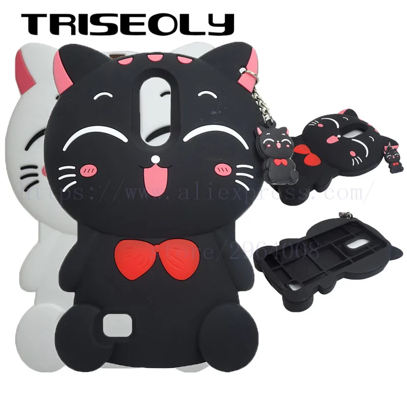 TRISEOLY 2017 чехол для LG K10 силиконовый 3D с изображением из мультфильма Lucky Cat задней