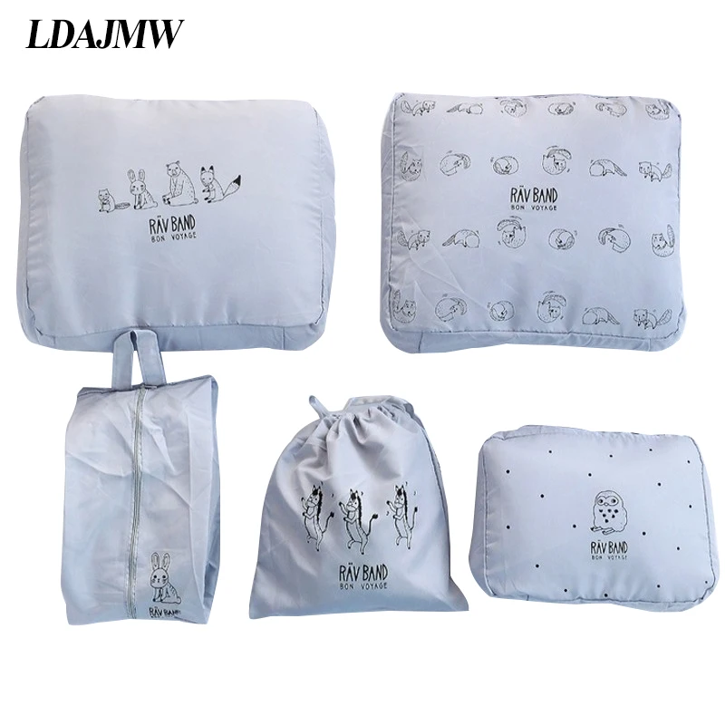 Набор из 5 штук милых животных. Переносные сумки для хранения одежды с молнией органайзер для чемоданов, ручной сумки и отделителя контейнера.