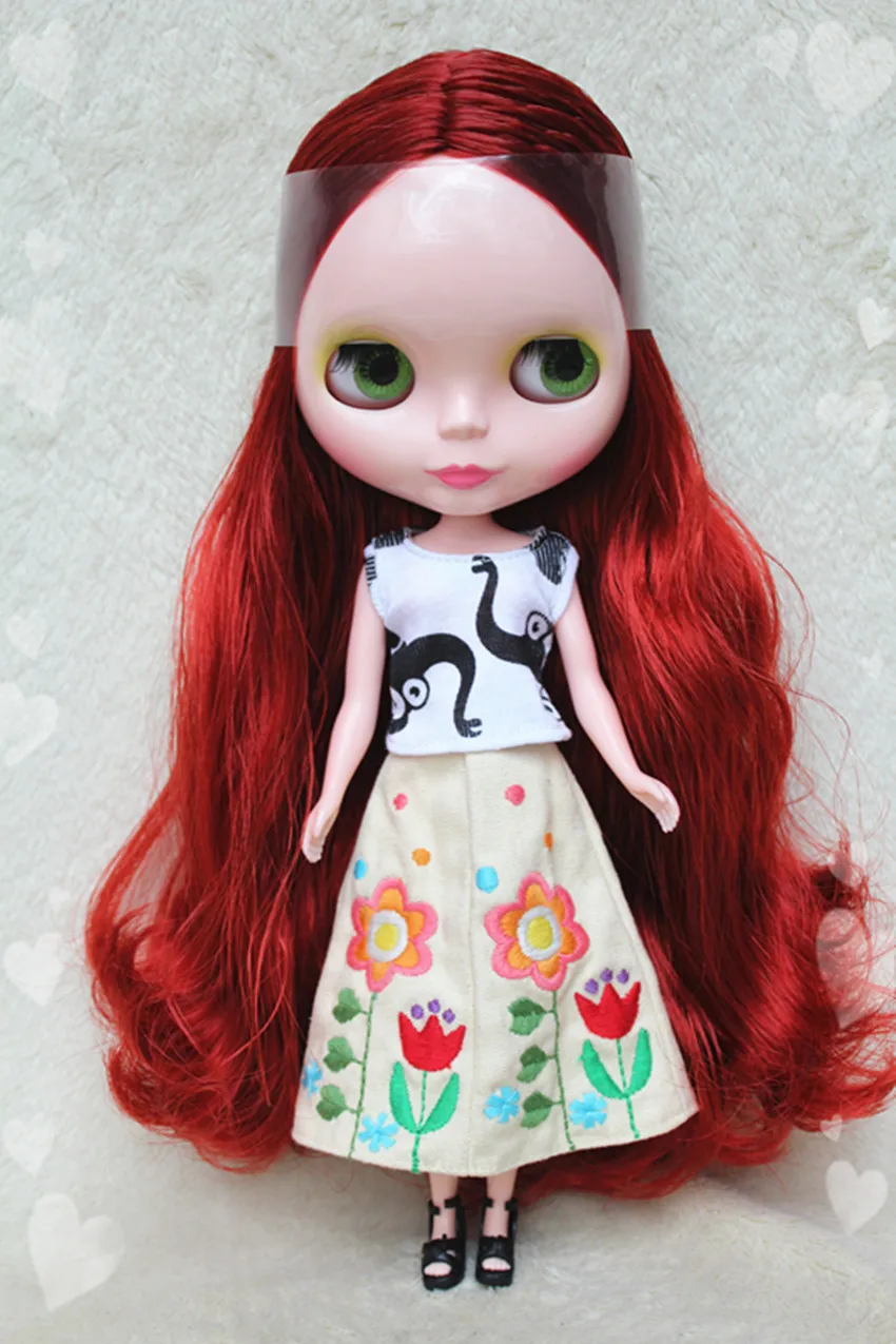 Кукла blygirl blyth винно-красные волосы № 8305 обычное тело 7 суставов DIY кукла для их макияжа