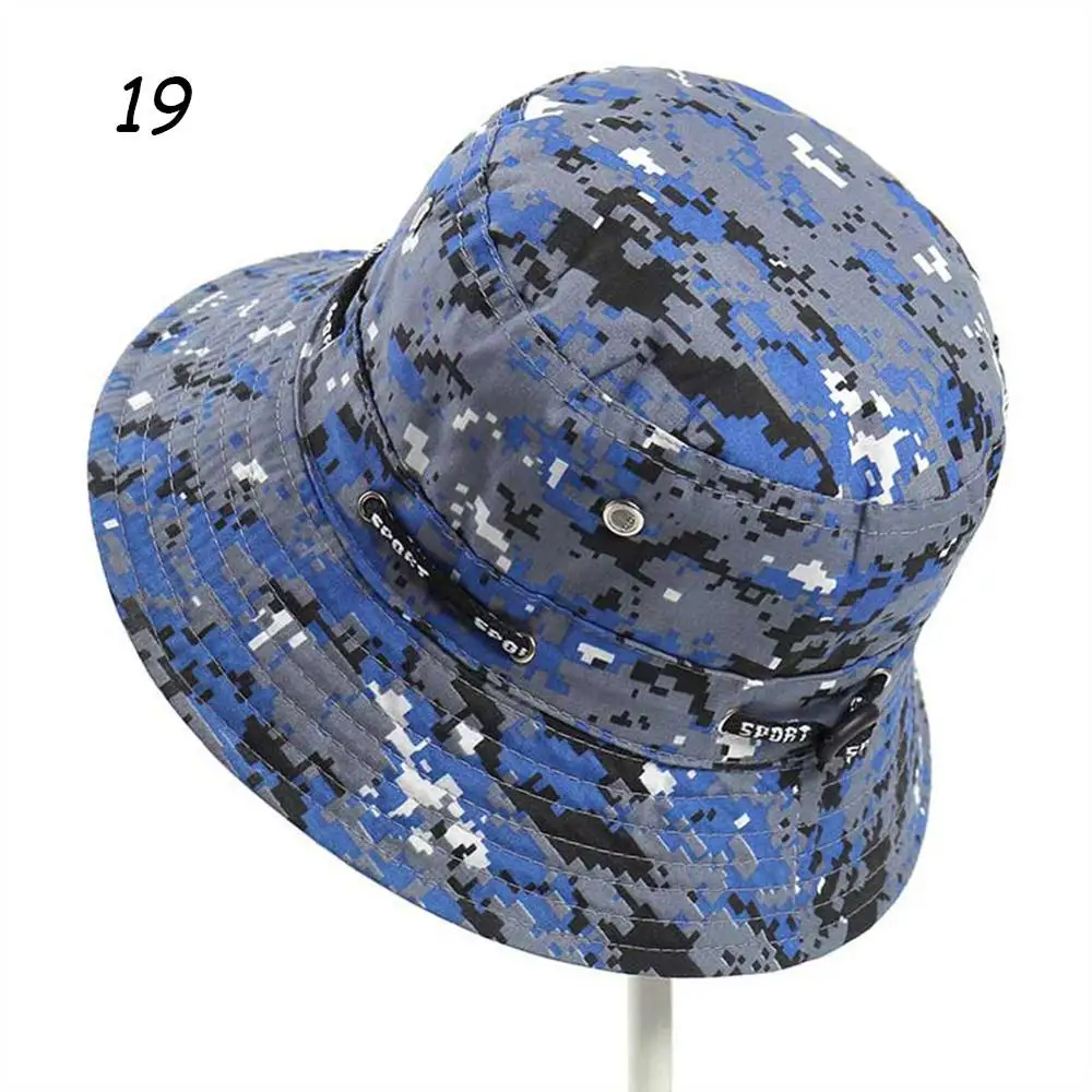 19 See Blue Square Sparsil Мужская Солнцезащитная летняя кепка с регулируемой застёжкой в виде рыбы женская модная Цветочная дышащая пляжная Крышка для бочки Двусторонняя носимая шапка - Цвет: 19 See Blue Square
