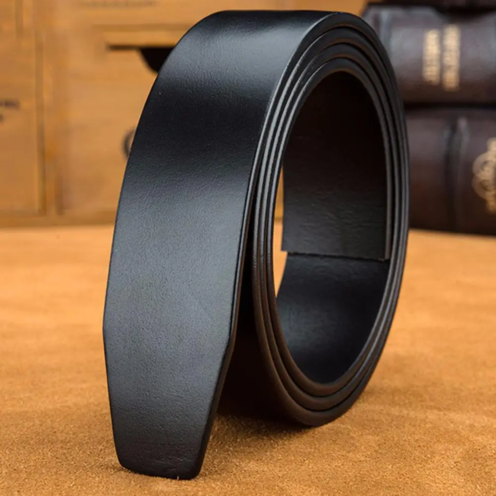 Black FAJARINA, высокое качество, твердая коровья воловья кожа, автоматическая трещотка, платье, стиль 3,5 см, ремни без пряжки, только ремень 130 см N17FJ637 - Цвет: Black