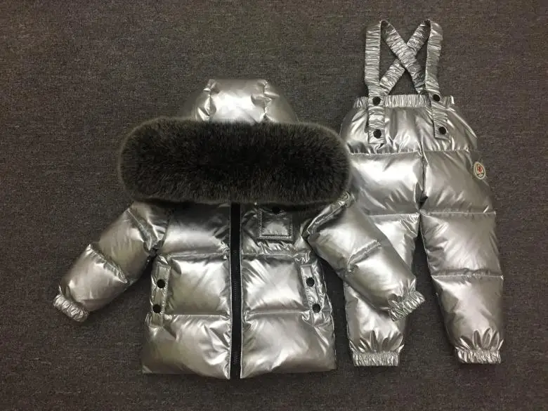 Girls Child Wadded Jacket Outerwear Clothing Baby Boys Silver Suit Children Winter Down Parka Set | Детская одежда и обувь