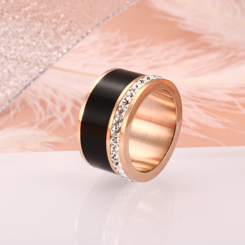 MSX Роскошные черно белые керамические кольца женская мода любовь обещание