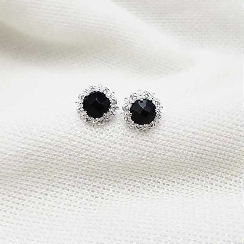 earrings Ruifan F натуральный черный агат драгоценный камень серьги/кольцо наборы Мода 925 пробы серебро для женщин Свадебная вечеринка ювелирный набор YJS037 - Цвет камня: earrings