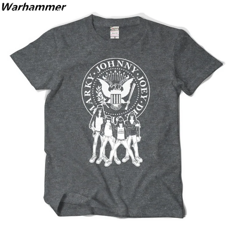 Warhammer Ramones Для мужчин футболка Классический Панк рок Стиль принт с короткими
