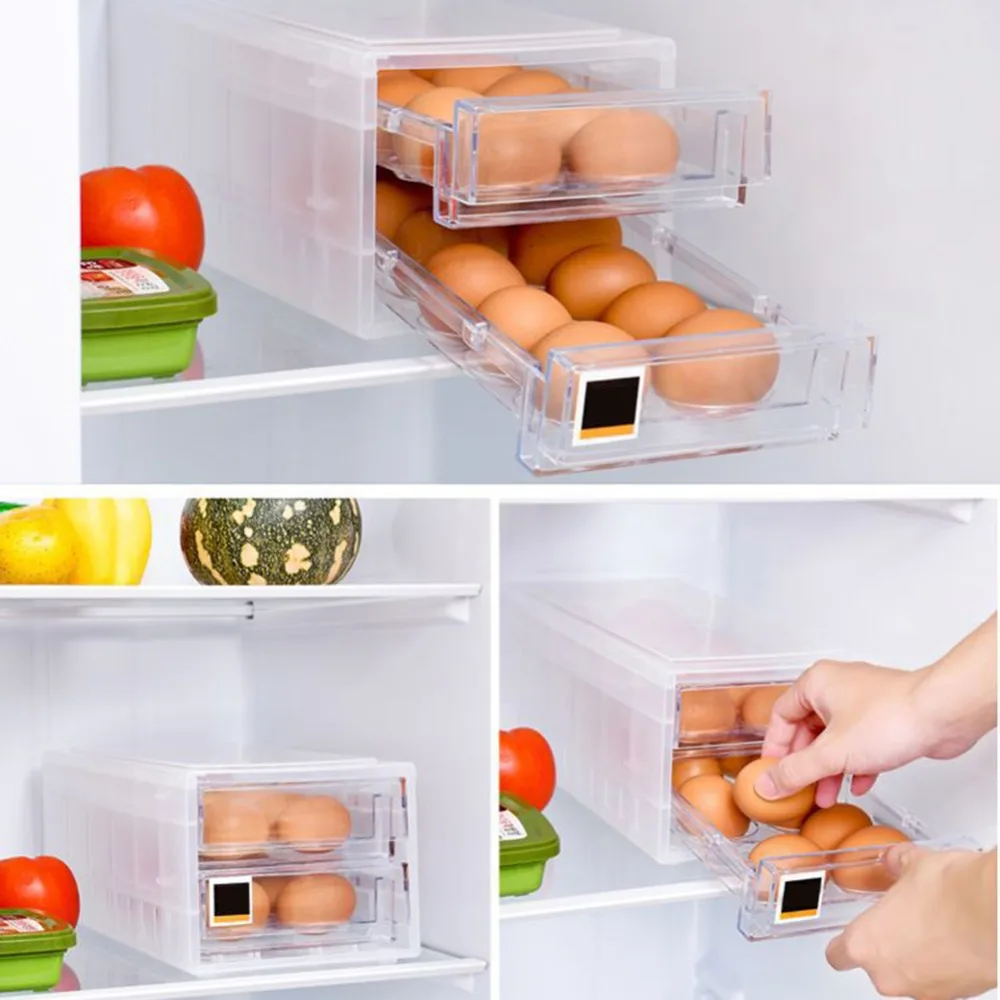 24 Сетки двойной Слои Refrigeratible яйцо ящик для хранения свежих держать лоток яиц