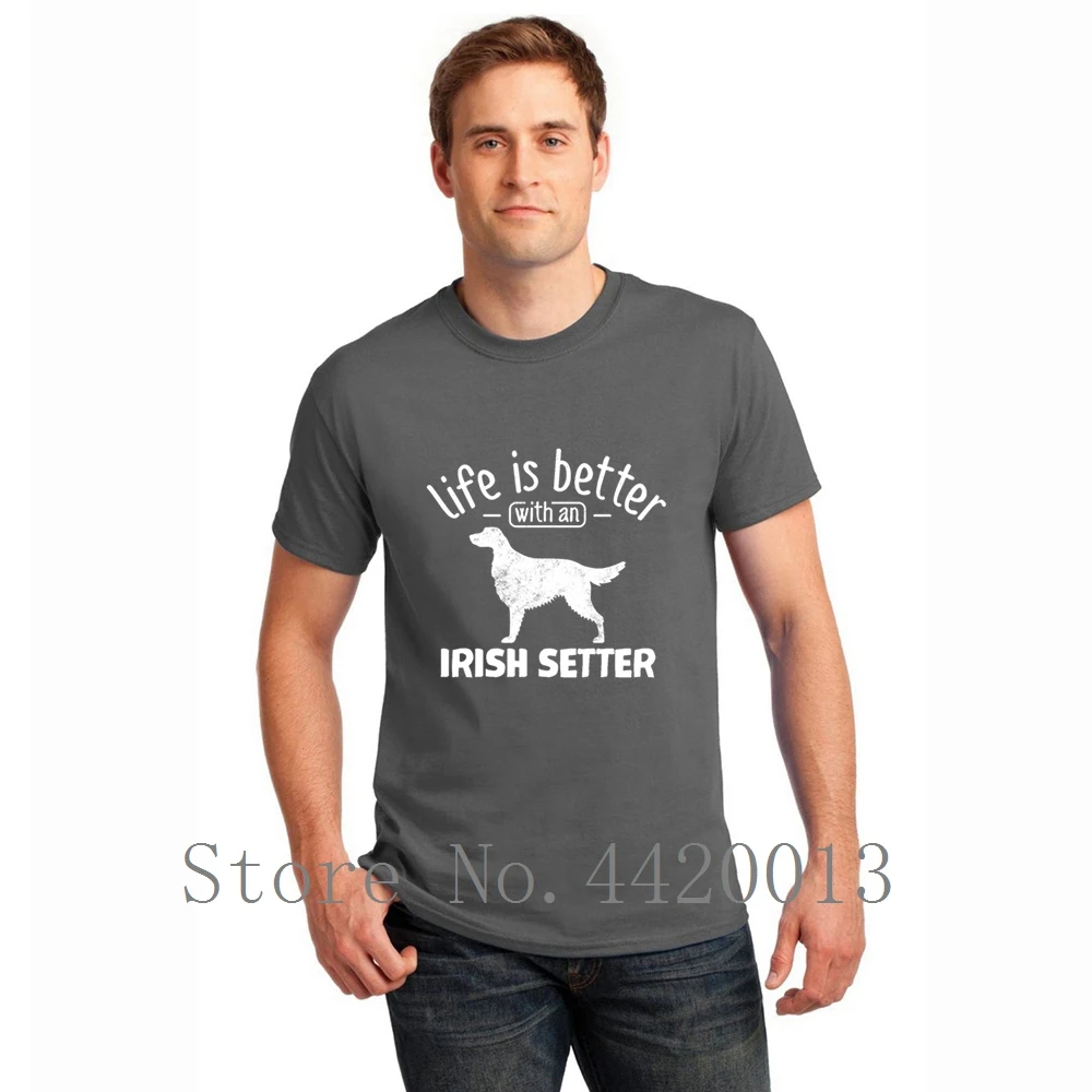 Knitted Short Sleeve size S-3xl irish setter dog owner cool gift idea gents Funny Casual Spring Family HipHop Top men tshirt | Мужская