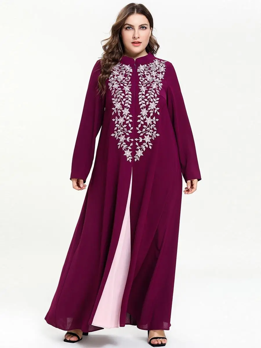 Женское длинное платье с вышивкой мусульманское макси для вечеринки Abaya Дубай