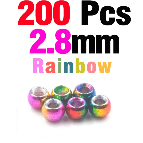 200 2dot8 Rainbow MNFT 200 шт., латунные бусины с большим глазом для ловли нахлыстом, Нимфа, Скад, глаза живота, материалы для ловли нахлыстом - Цвет: 200 2dot8 Rainbow