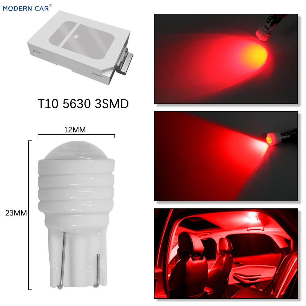 Современный автомобиль 1 шт. T10 led 5630 чип 3smd автомобильная лампа габаритные огни керамические led W5W Белый Синий Зеленый Красный Лампа оранжевого цвета лампа