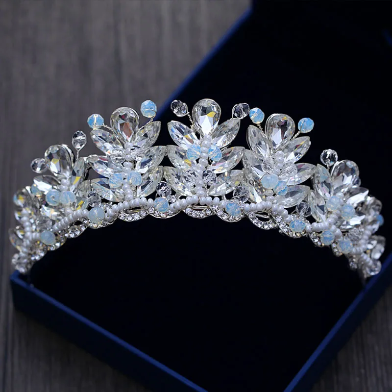 Роскошный Hand Made Хрустальные Бусины диадема невесты со стразами серебряные