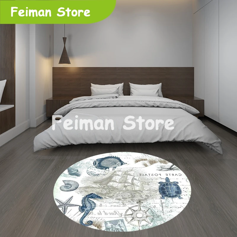 Круглый коралловый бархат компьютерный стул коврик морская черепаха принт