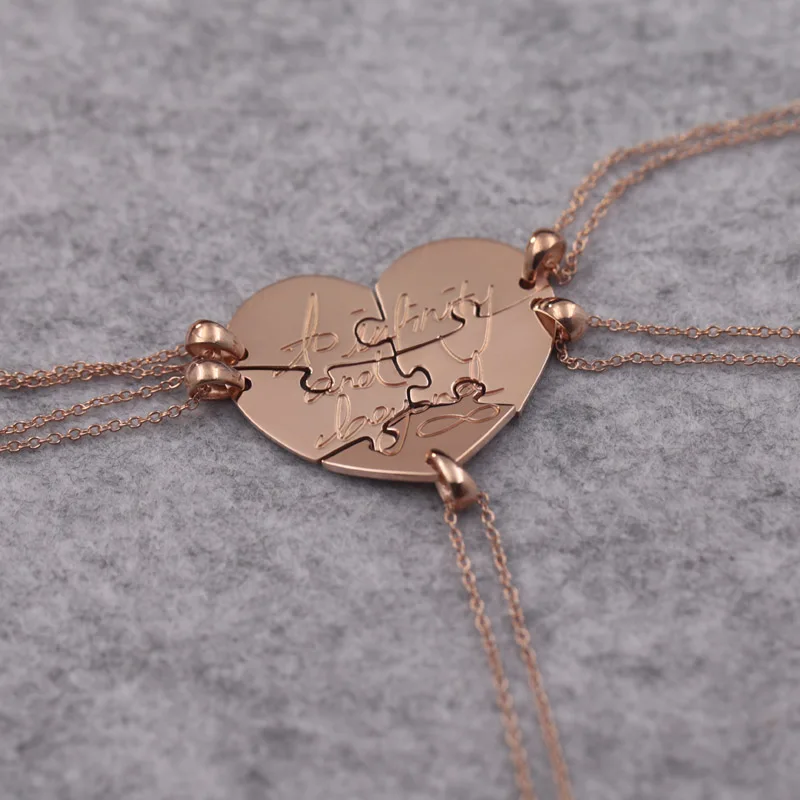 Rose Gold Color 5 Pcs Family Members Necklace Customized Stamp Letter Infinity Love Necklace Sets Jewelry Best Family Gift