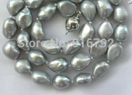 

Hot sell Noble- Free shipping@@@@@ YH@CS >>>sstunning 11mm baroque gray freshwater cultured pearl necklace 16" a