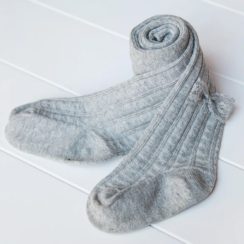 Женские колготки для девочек зимние однотонные милые чулки с бантом