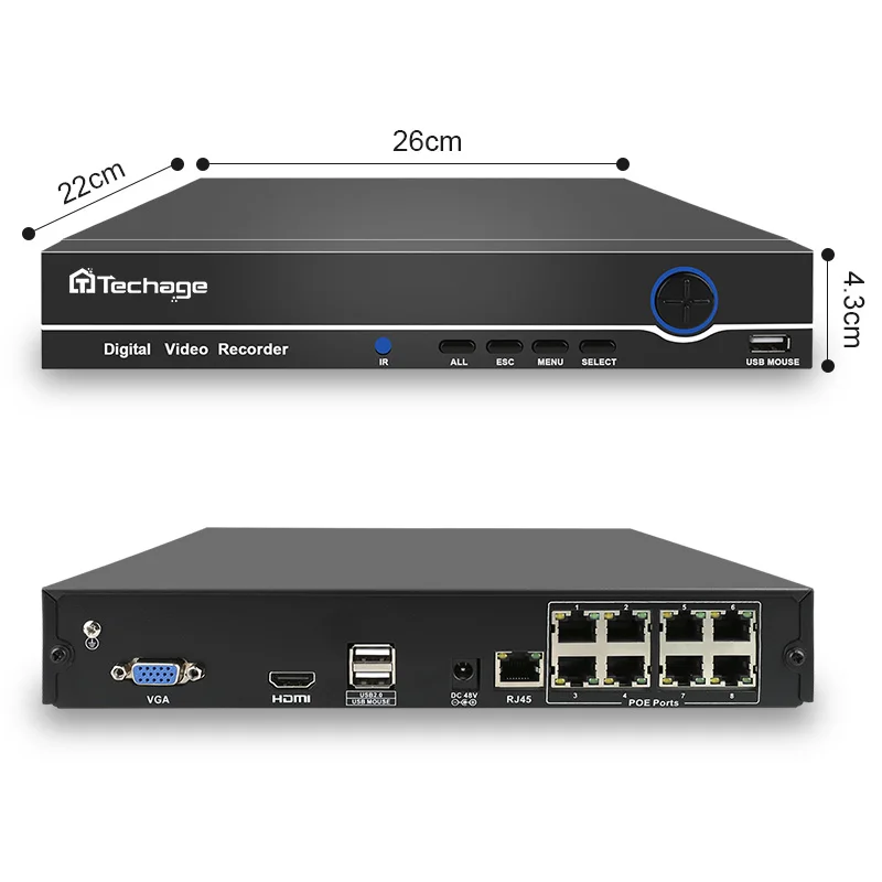 Techage 8CH 1080 P POE NVR система видеонаблюдения 6 шт. Антивандальная купольная Крытая ip - Фото №1