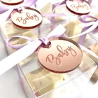 70 шт. персонализированные Золотые Зеркальные монеты, подвеска для вина на свадьбу, сувениры, круглые украшения стола, бирка для помолвкиюбилея