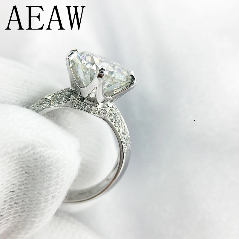 

14K 585 Белое золото 3ct Moissanite бриллиантовое обручальное кольцо для женщин ювелирный центр 9 мм F цветное кольцо Moissanite