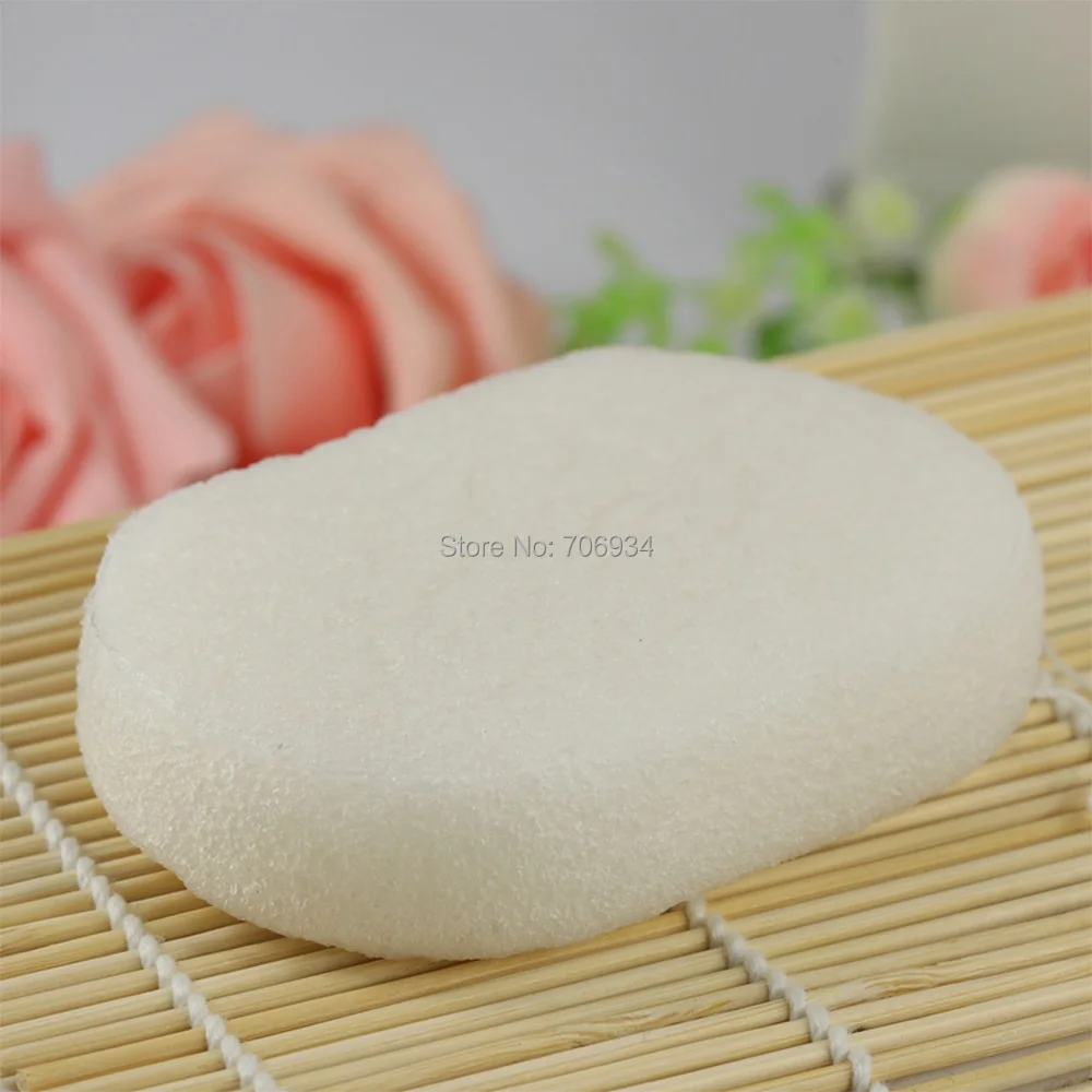 4pcs/lot 3colors Oval 100%Natural Green Tea Konjac Facial & Body Sponge Facial Wash Cleaning Puff 107*67*28