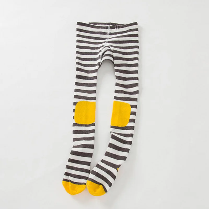 yellow knee stripe Колготки для маленьких детей; хлопковые теплые детские колготки; чулки для маленьких девочек; теплые колготки детский подогреватель ног; сезон зима - Цвет: yellow knee stripe