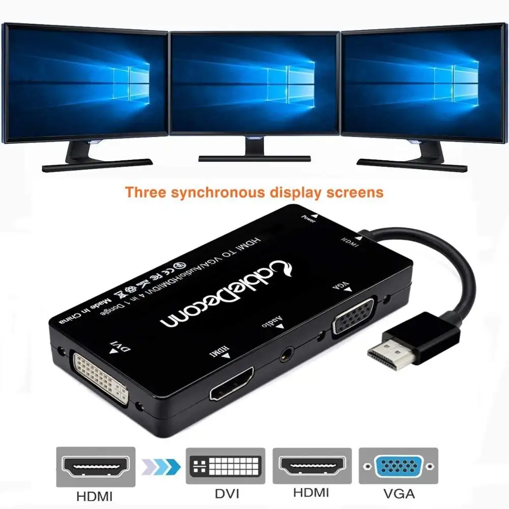 Кабельный деконн HDMI к HDMI VGA DVI дисплей одновременно адаптер 3,5 мм jack аудио с Micro USB кабель адаптера питания для ноутбука