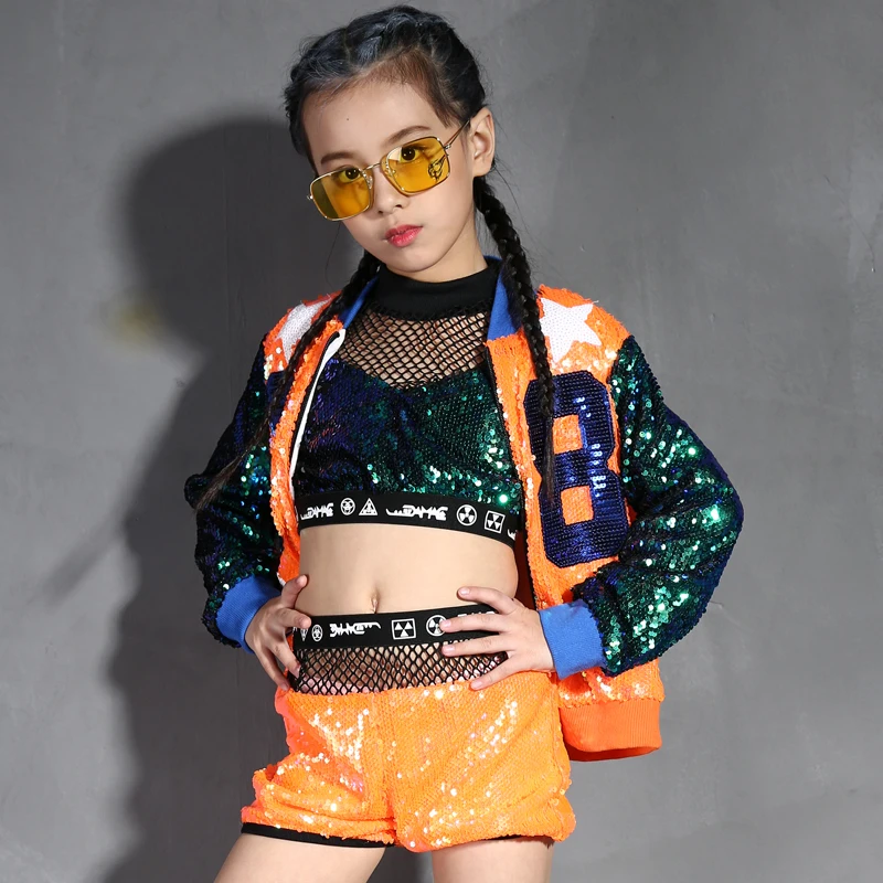 Детский джазовый танцевальный костюм модная Корейская одежда для девочек новый