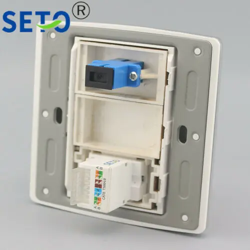 86 Тип Один RJ45 Cat6 сеть Lan + один оптический SC панель гнездо Keystone Лицевая
