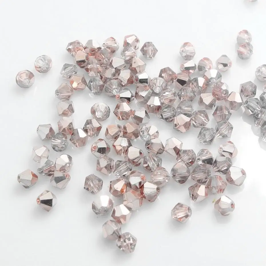 100 шт граненые биконусные стеклянные бусины 6 мм - Цвет: light pink