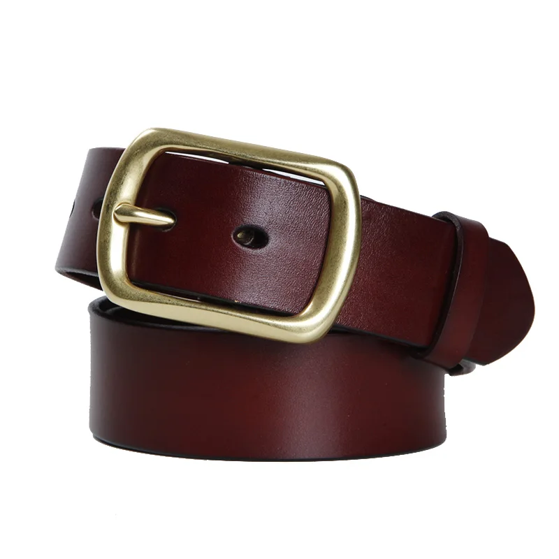 LANSPACE кожаный мужской ремень для отдыха джинсов медный с пряжкой 3 7 | Аксессуары