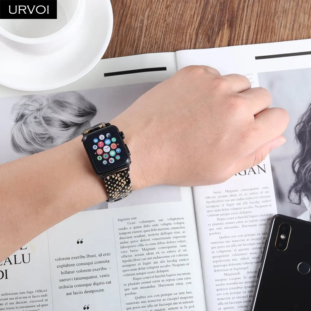 URVOI ремешок для наручных часов Apple Watch series 5/4/3/2/1 класса люкс из натуральной кожи питона матовый ремешок для наручных часов iWatch, Дикий Стиль прочная пряжка