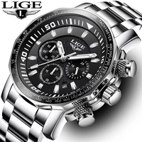 relogio masculino men watches lige top brand luxury business quartz clock men large dial fashion waterproof military sport watch