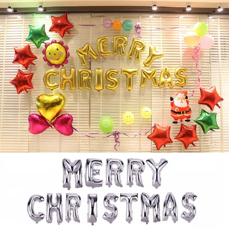 16 дюймовые воздушные шары из фольги с надписью MERRY CHRISTMAS воздушный Колокольчик в