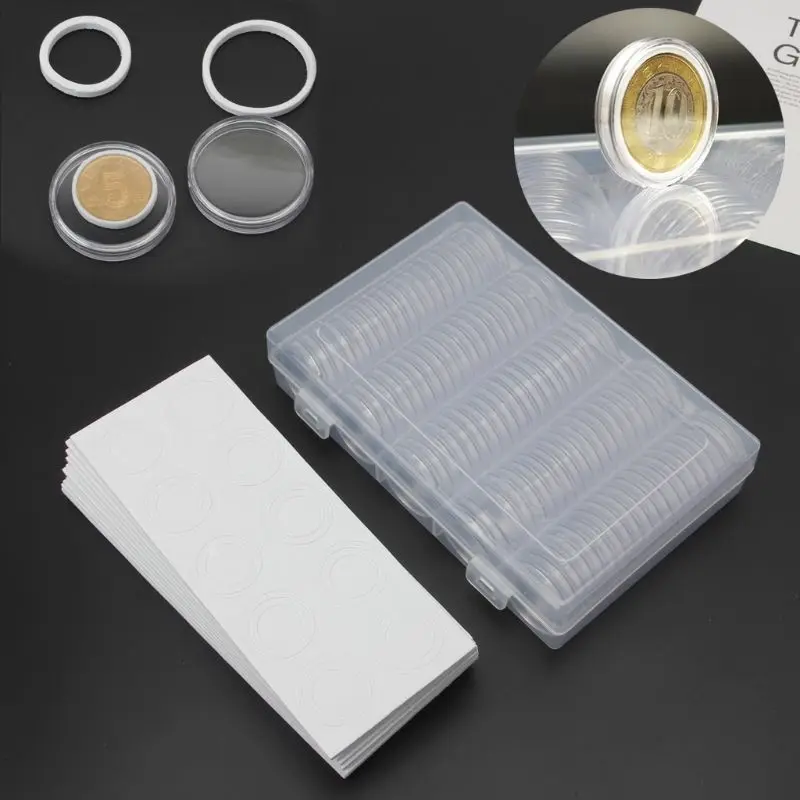 100Pcs 30mm Coin Capsules Protect Gasket Collection Box Transparent Storage | Украшения и аксессуары