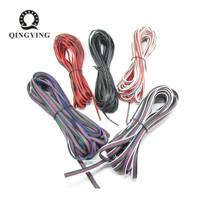 

10m/lot 2Pin 3Pin 4Pin 5Pin Tinned Copper Cable 22AWG PVC Insulated Electronics Wire For 3528 5050 WS2812B LED Strip Connecting