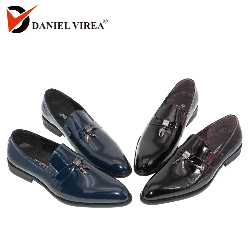 Мужские повседневные свадебные туфли с острым носком без шнуровки модные