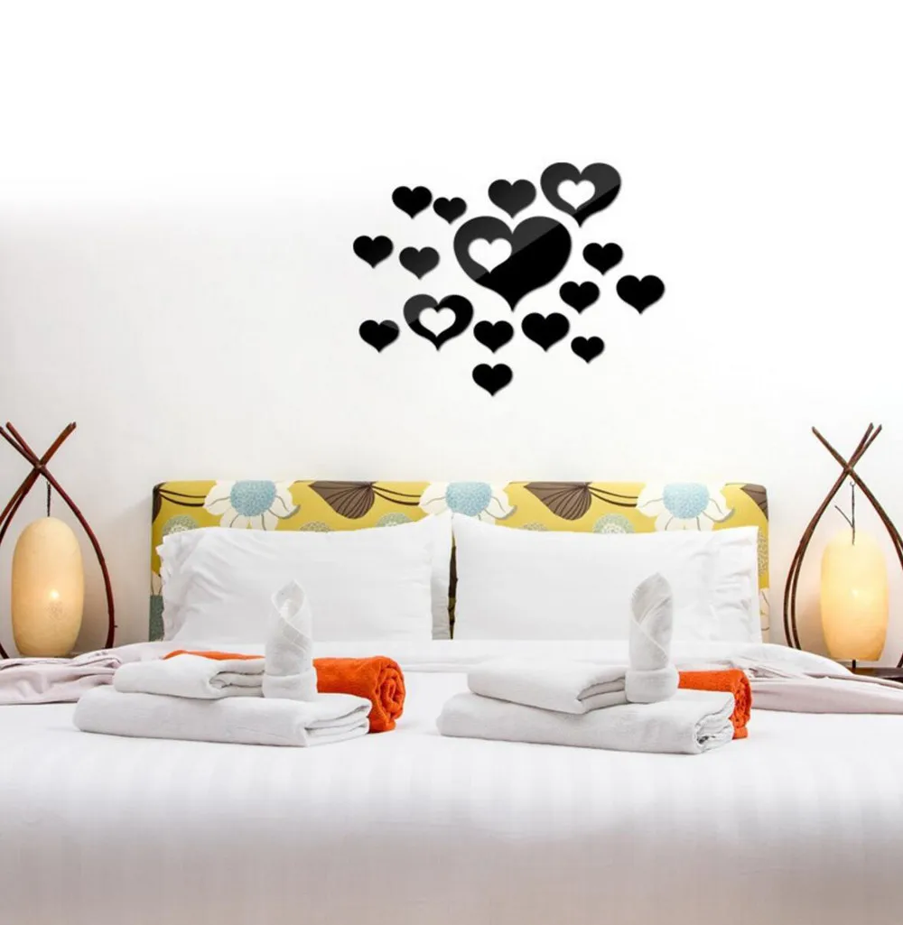 Домашний декор милые 16 шт. зеркальные украшения в виде сердец для домашнего