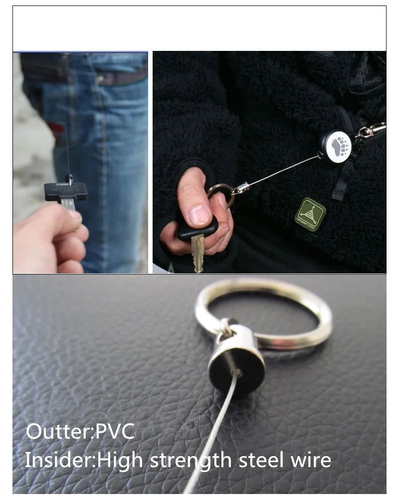 1 шт Высокая прочность Стальная проволока тянуть бирка брелок держатель для карт