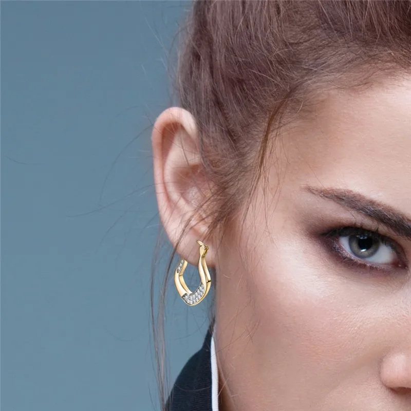 Серьги BUDONG Infinity 3 вида цветов серебро/золотой обруч модный белый кристалл