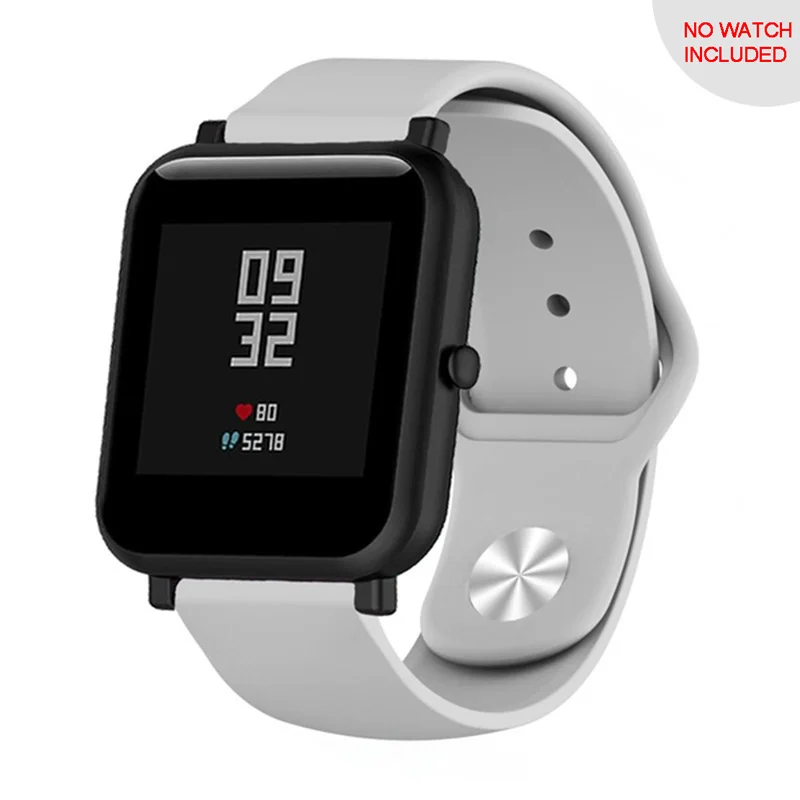 Gray 20 мм замена силиконовый ремешок для часов для samsung Шестерни S4 huawei часы 2 Xiaomi Huami Amazfit Bip A1608 Смарт ремешок для наручных часов - Цвет: Gray