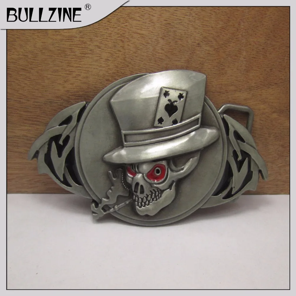 В Bullzine череп пряжки ремня с оловянной отделкой FP-03459 длительное хранение | Дом и