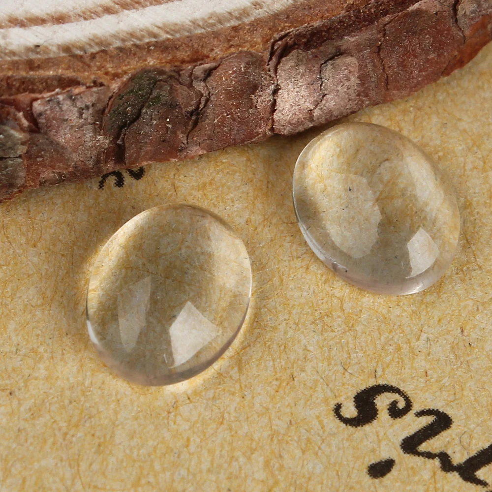 50Pcs Oval Transparent Glass Cabochons Crysta Clear Flat Back Domed Cover Cabs Fit Photo Frame Bezel Setting Findings | Украшения и