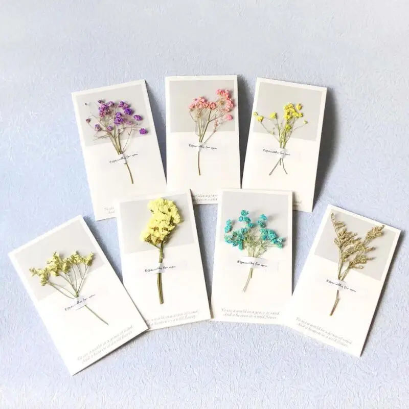 

20pcs/lot Creative Dried Flower Birthday Card Teacher's Day Valentine's Day Universal Greeting Card Travel Memorial Card